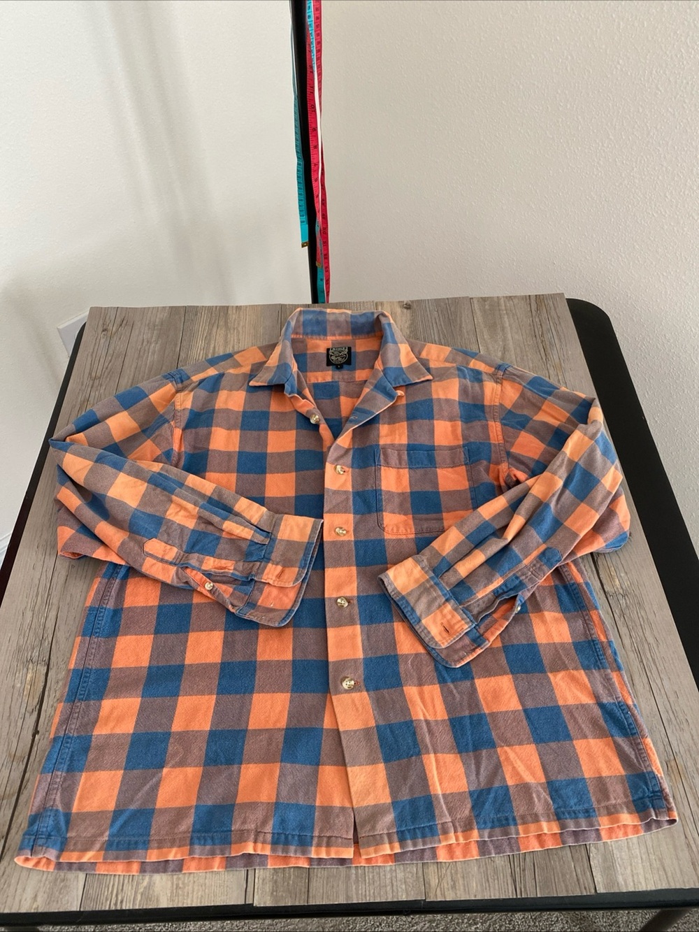 AIGLE Mens Outdoor Plaid Flannel Button Shirt Long Sleeve Large